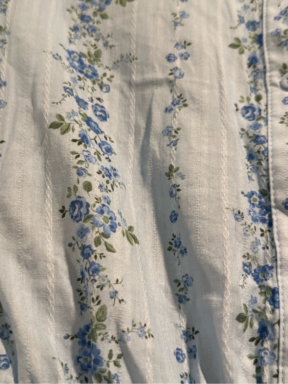 Light Blue Floral Midi Dress with Puff Sleeves Peach Love Brand - Picture 4 of 6